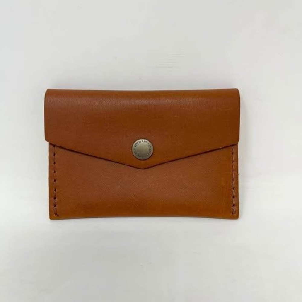 Portland Leather Goods Mini Envelope Wallet Cognac Brown Leather Snap Minimalist